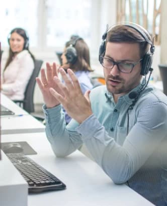 Travel advisor helping a client