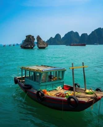 Boat on turquoise water