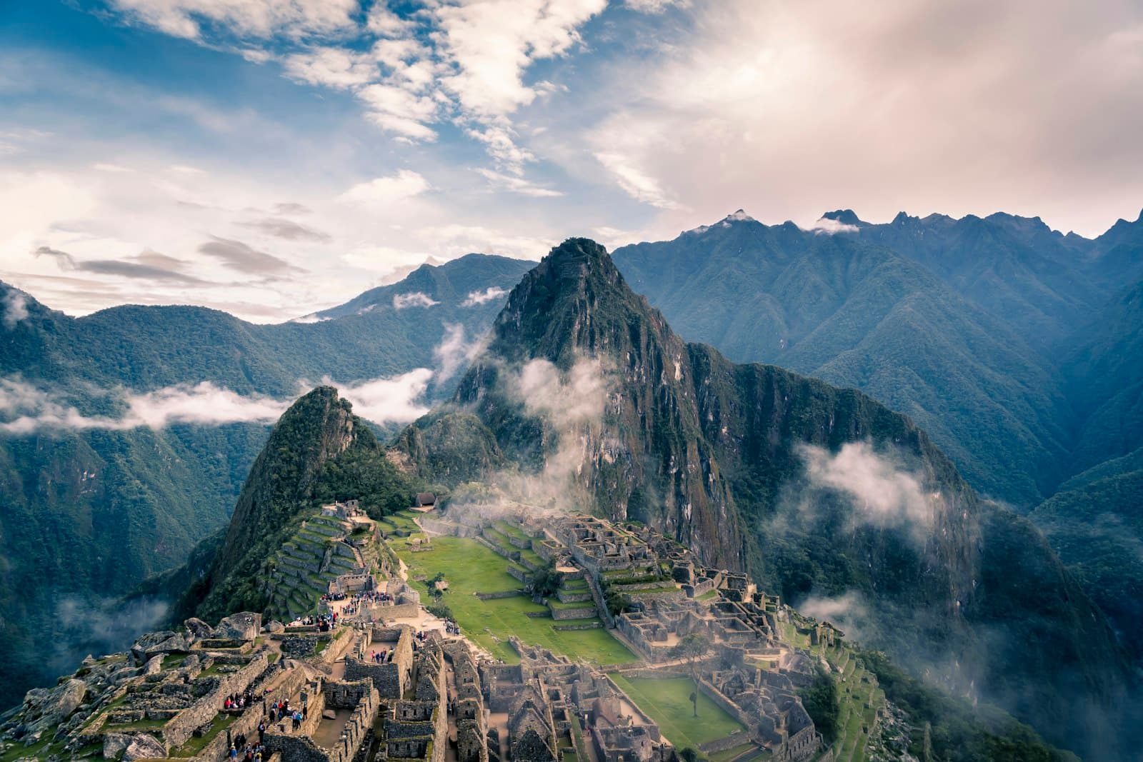 Cloud breaking over a mountain ridge at Machu Picchu