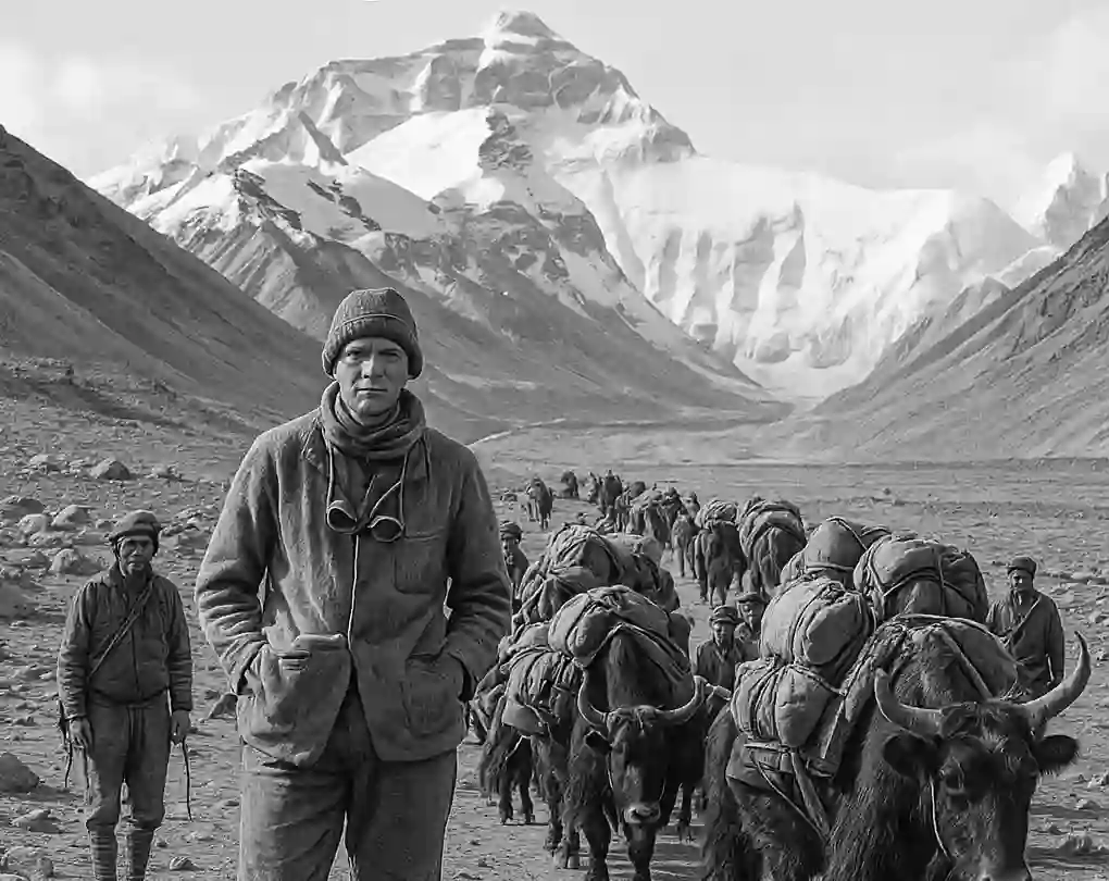 The Himalayas, as on the 1921 Everest expedition